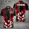 Maxcorners American Flag Thunder Eagle Bowling Jersey Multicolor Option Customized Name, Team Name 3D Polo Shirt