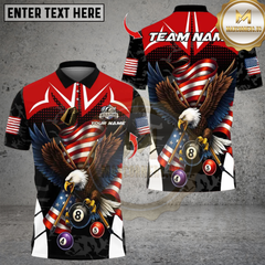 Maxcorners Billiard Ball 8 Eagle USA Flag Multicolor Customized Name, Team Name 3D Shirt