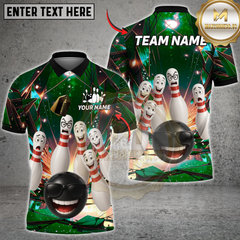 Maxcorners Bowling Cosmic Strike Fun Multicolor Customized Name, Team Name 3D Shirts
