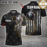 Maxcorners Billiards 8-Ball With USA Flag Stripes Personalized Name 3D Unisex Shirt