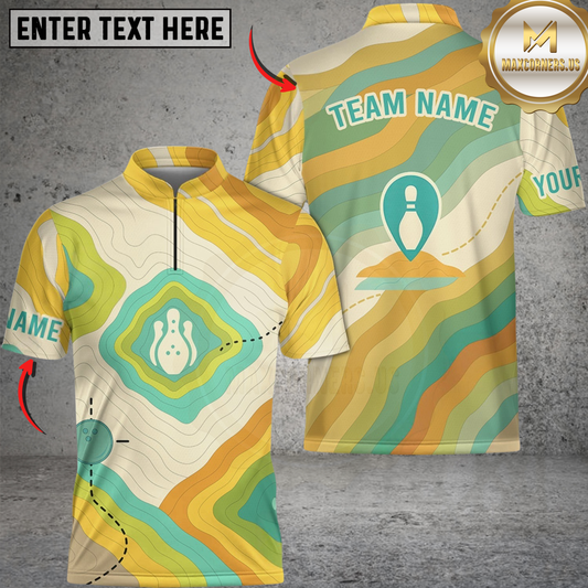 Maxcorners Bowling Topographic Map Trail Style Personalized Name 3D Unisex Shirt