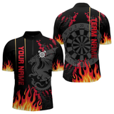 Maxcorners Red Black Dragon Dartboards Custom Flame Dart Shirts For Men, Dart Team Jerseys LM064
