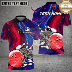 Maxcorners Bowling And Pins Galaxy Flame Customized Name, Team Name 3D Shirt5