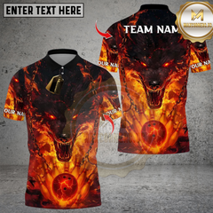 Maxcorners Bowling Fire Wolf Multioptions Personalized Name, Team Name Unisex 3D Shirts