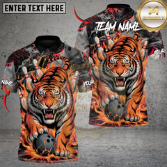 Maxcorners Bowling Blaze Tiger Multicolor Customized Name, Team Name 3D Shirts