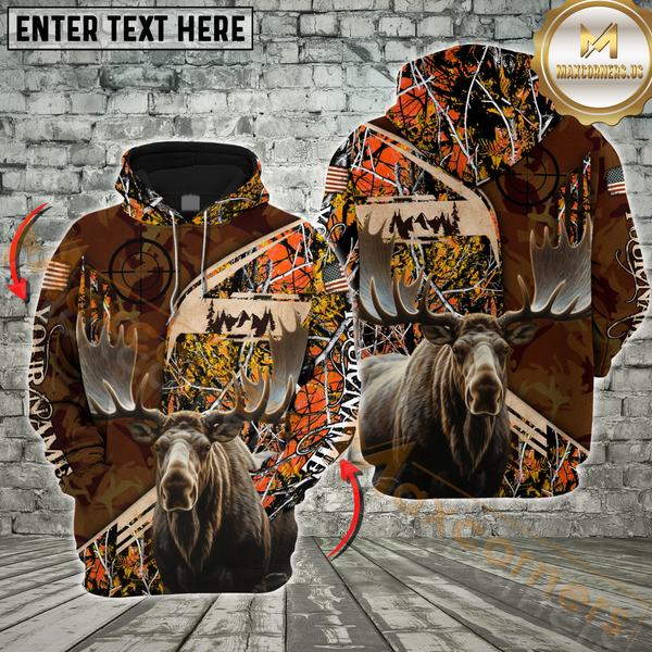 Maxcorners Wild Animal Camo Gear For Hunters Custom Name Shirt 3D All Over Printed Clothes (Moose, Deer, Boar, Turkey)