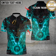 Maxcorners Bowling Fire Wolf Multioptions Personalized Name, Team Name Unisex 3D Shirts