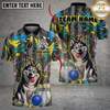 Maxcorners Bowling And Pins Funny Cute Husky Customized Name, Team Name 3D Shirt (4 Colors)