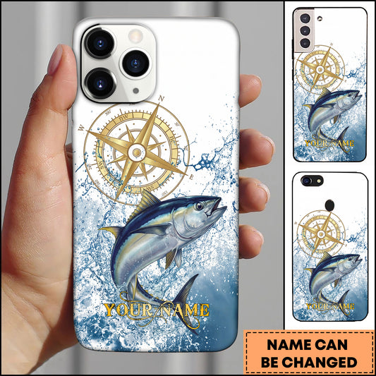 Maxcorner Tuna Fishing Golden Compass Water Splash Personalized Name 3D Phone Case