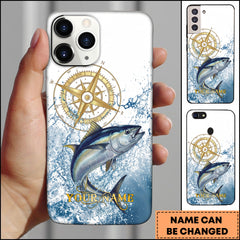 Maxcorner Tuna Fishing Golden Compass Water Splash Personalized Name 3D Phone Case