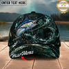 Maxcorners Fishing Dark Ocean Swirl Rod Splash Personalized 3D Cap (12 Fish Species)