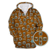 Maxcorners Funny Golf And Bourbon Polos, Brown Golf Shirt with Whiskey Ice Cube For Men, Pattern Crazy Golf Shirts For Golfers