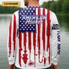 Maxcorners American Hooker Hooded UPF Shirt, American Flag Fish Shirt, Long Sleeve Fishing Shirts, Mens Casual Shirts