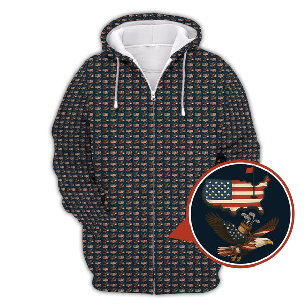 Maxcorners Pattern Golf Shirt For Men - America Golf Shirt For Golfers - Crazy Golf Shirt