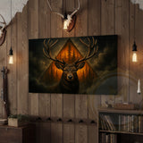 Maxcorners Deer with Forest Triangle Background Wrapped Canvas