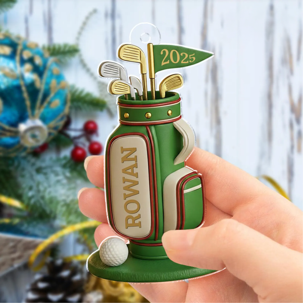 Maxcorners Personalized Golf Bag Acrylic Ornament, Golf Christmas Ornaments, Christmas Golf Gift, Gift For Golf Lover LM1611