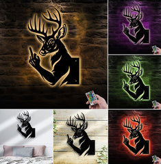 Maxcorners Funny Deer Hunting Metal Sign WITH LED/WITHOUT LED - Humorous Buck Yard Decor, Gag Gift for Hunters & Outdoor Enthusiasts LM0110