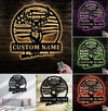 Maxcorners Personalized Deer Hunting Metal Sign WITH LED/WITHOUT LED, Rustic Buck Wall Art with American Flag, Cabin & Lodge Decor for Hunters LM0110