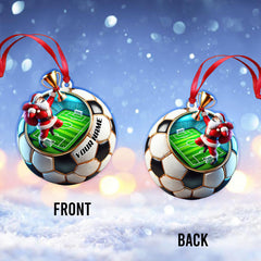 Maxcorners Custom Name Soccer Santa Ornament, Christmas Soccer Gift 2D Flat LM2111