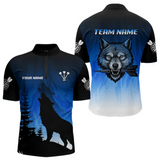 Maxcorners Persionalized Wolf-Head Dart Arrows Blue Dart Shirt For Men, Dart Team Jerseys LM184