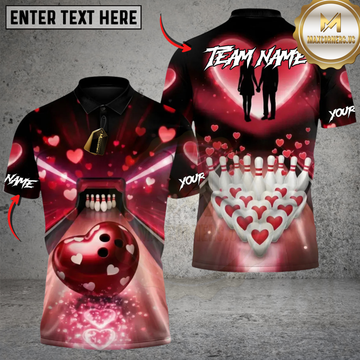 Maxcorners Bowling Love Strike Personalized Name 3D Unisex Shirt