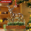 Maxcorners Personalized Geometric Deer Christmas Ornament, Custom Name Buck Hunter Gift, Crystal Style Woodland Holiday Decor MT2411