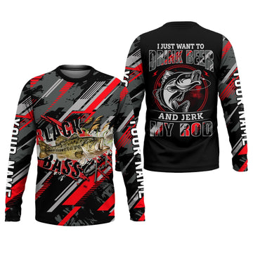 Maxcorners Bass Fishing UPF Shirts, I Just Want to Drink Beer and Jerk My Rod, Funny Fishing Shirt, Gift For Fisherman