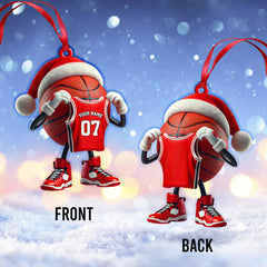 Maxcorners Custom Name and Number Basketball Ornament, Basketball Lover Christmas Gift49 2D Flat LM2111