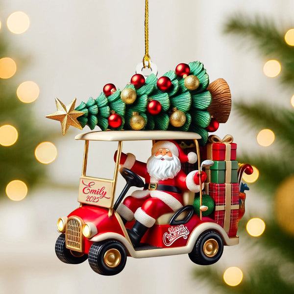 Maxcorners Santa Claus Golf Cart Xmas Decorations, Golf Christmas Ornament, Golf Gift Idea, Christmas Golf Gift