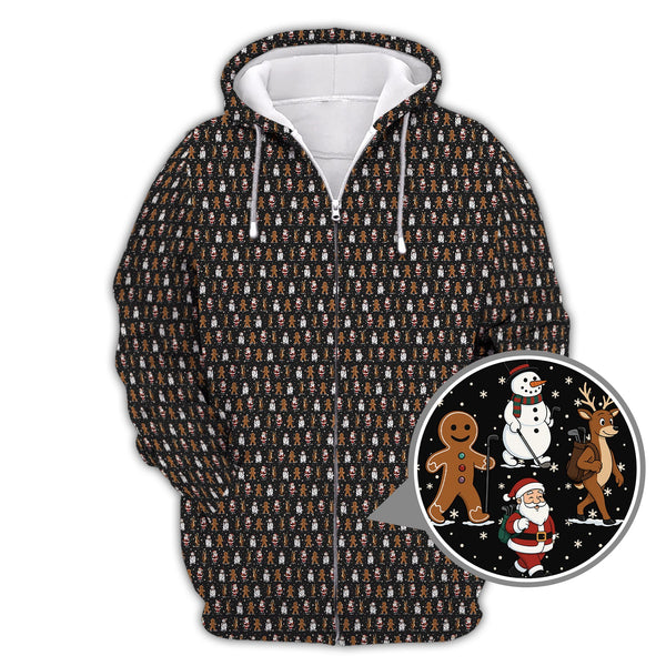 Maxcorners Christmas Golf Shirt, Funny Santa Pattern Golf Shirt, Xmas Golf Shirt