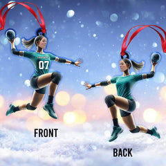 Maxcorners Custom Name and Number Woman Handball Ornament, Handball Lover Christmas Gift 2D Flat LM2111