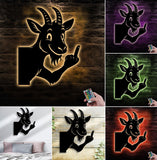 Maxcorners Funny Goat Metal Sign WITH LED/WITHOUT LED - Hilarious Farm Yard Decor, Rustic Prank Gift for Ranch, Barn & Outdoor Spaces LM0110
