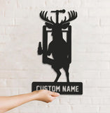 Maxcorners Personalized Deer Hunting Metal Sign WITH LED/WITHOUT LED, Rustic Wall Decor for Cabin, Lodge, Mancave, Unique Wildlife Gift LM0110