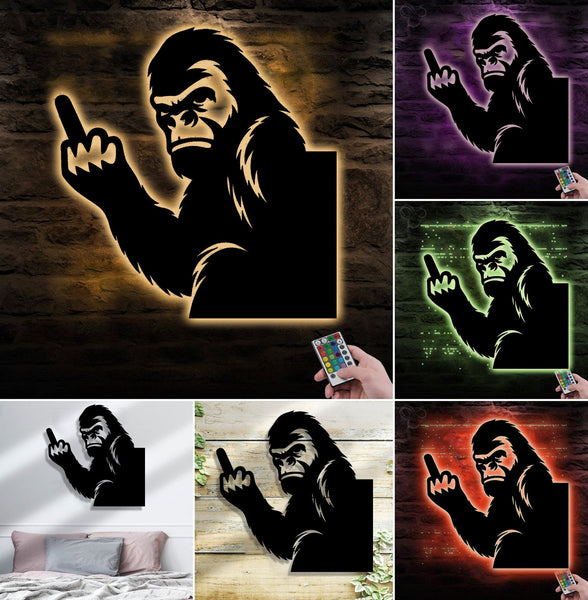 Maxcorners Funny Bigfoot Metal Sign WITH LED/WITHOUT LED - Hilarious Bigfoot Yard Decor, Rustic Outdoor Gag Gift for Man Cave LM0110