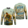Maxcorners Born To Fish Forced To Work SPF Shirt For Men, Funny Fishing Shirt, Gift For Fisherman