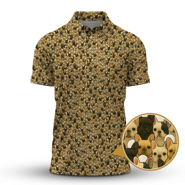Maxcorners French Bulldog Golf Shirt, Funny Dog Golf Shirt For Men, Pattern Golf Shirt For Golfers