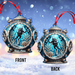 Maxcorners Custom Name Diving Ornament, Christmas Gift for Diving Lover5 2D Flat LM2111