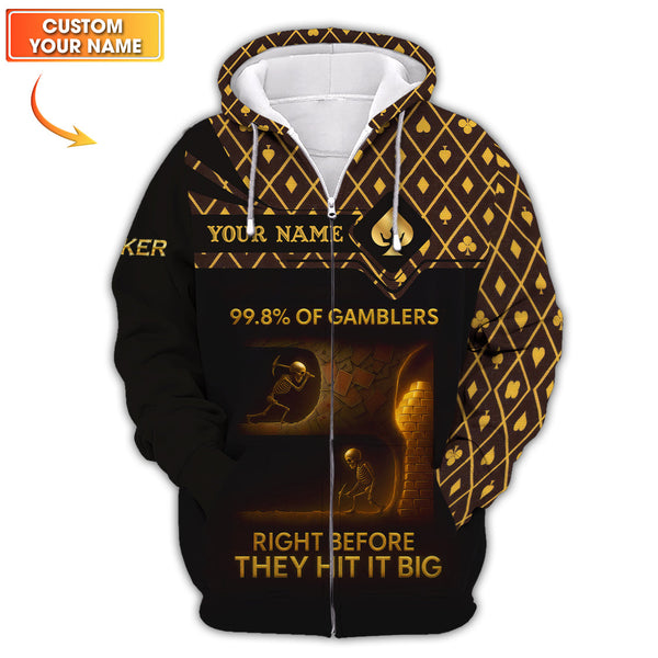 Personalized Name Poker Polos, 99.8% Of Gamblers Poker Shirt, Funny Poker Shirts, Gift For Poker Lovers