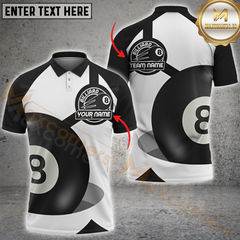 Maxcorners Billiard 8 Ball Black White Geometric Personalized Name 3D Unisex Shirt