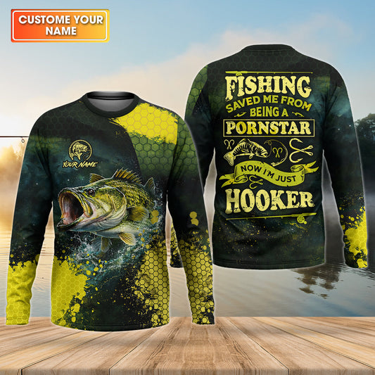 Maxcorners Fishing Saved Me From Being a Pornstar Bass Fishing UPF Shirt – Funny Fishing Shirt for Men