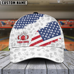 Maxcorners Bowling US Flag Multicolor Personalized Name 3D Cap