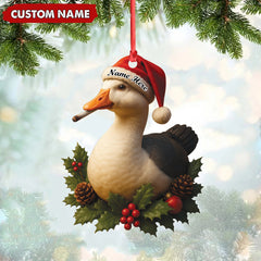 Maxcorners Personalized Funny Duck Smoking Acrylic Christmas Ornament - Custom Name Holiday Gift for Hunters & Outdoor Lovers LM0411