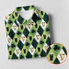 Maxcorners Green And White Argyle Pattern Beer St Patrick's Day Golf Shirt, Golf Tops For Men, Polo For Men