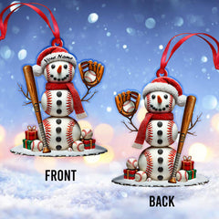 Maxcorners Custom Name Snow White Baseball Ornament, Snowman Christmas Decoration 2D Flat LM2111
