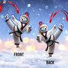Maxcorners Custom Name Snowman Karate Ornament, Christmas Gift for Karate Lover 2D Flat LM2111