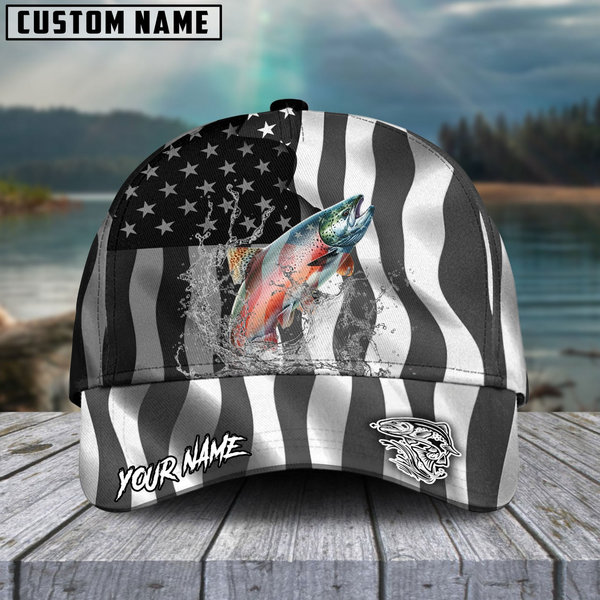 Maxcorners Fishing Black American Flag Sport Personalized 3D Cap (11 Options)