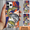 Maxcorner Fishing Dynamic Splash Comic Style Personalized Name 3D Phone Case (10 Fish Species)