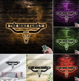 Maxcorners Personalized Metal Ranch Sign WITH LED/WITHOUT LED – Western Longhorn Skull Cowboy Decor LM0110