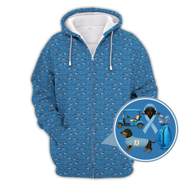 Maxcorners Funny Pattern Golf Shirt, Dachshund Golf Shirt, Prostate Cancer Golf Shirt For Men