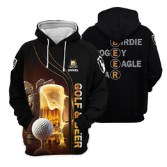 Maxcorners Golf And Beer Custom Men's Golf T-Shirt, Funny Golf Shirt, Gift For Golfers